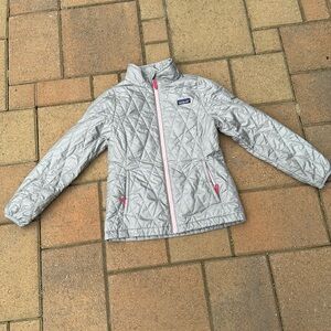 Patagonia Kids' Silver and Pink Lined Down Jacket, Size 12